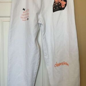 Obey Kids White and Orange Graphic Sweatpants